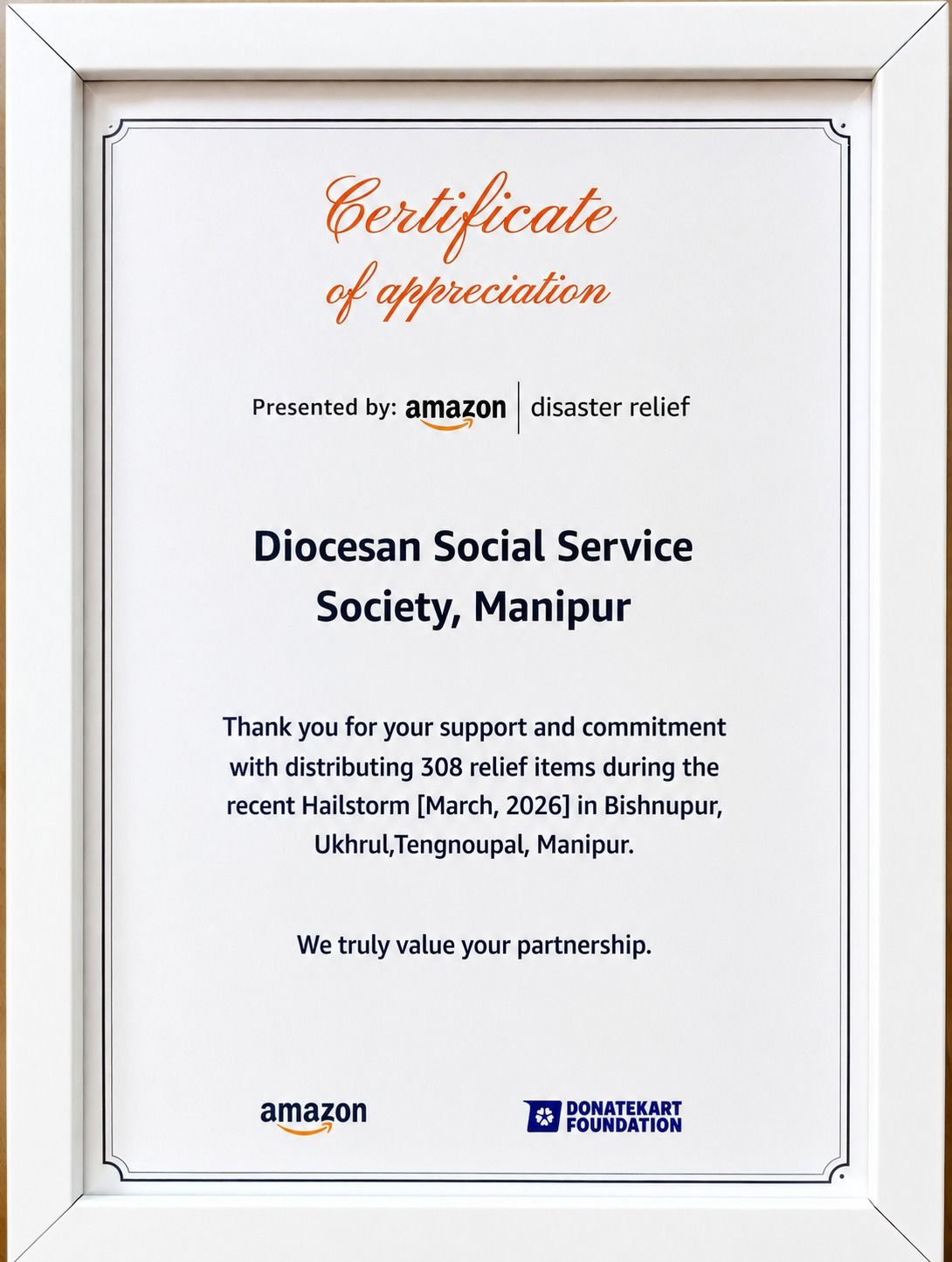CERTIFICATE OF APPRECIATION